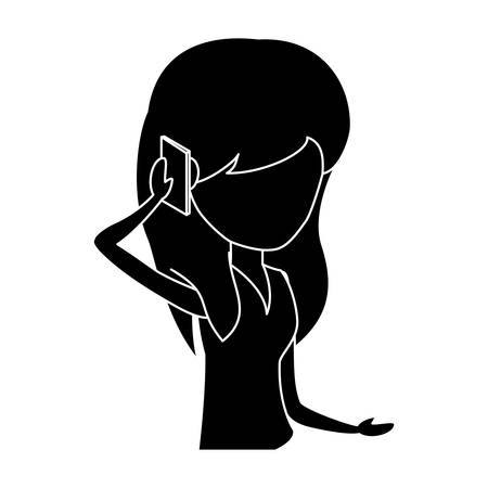 avatar Woman Talking on Cellphone over white background, vector illustrationのイラスト素材