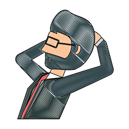 avatar businessman relaxed icon over white background, colorful design. vector illustrationのイラスト素材