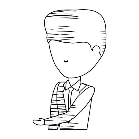 sketch of avatar businessman icon over white background, vector illustrationのイラスト素材