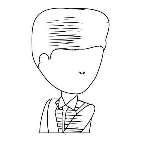 sketch of avatar businessman icon over white background, vector illustrationのイラスト素材