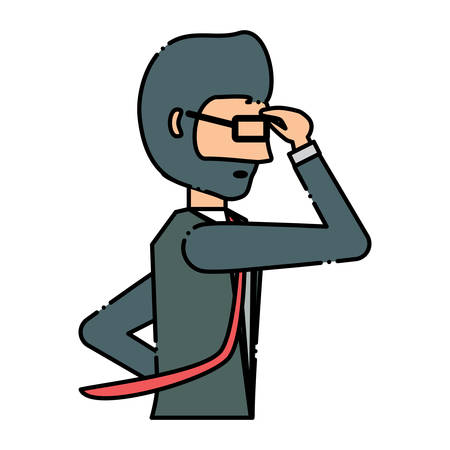 avatar businessman thinking over white background, colorful design. vector illustrationのイラスト素材