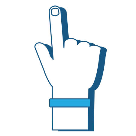 hand pointing icon over white background, blue shading design. vector illustrationのイラスト素材