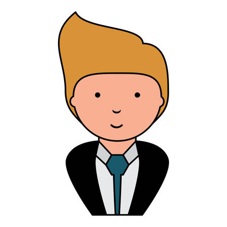 cartoon businessman wearing suit and tie over white background, vector illustrationのイラスト素材