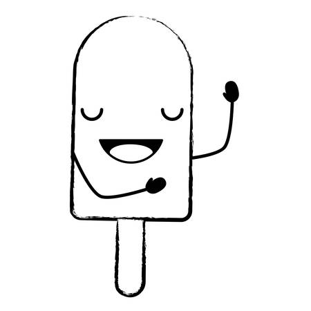 kawaii happy ice cream bar over white background, vector illustrationのイラスト素材