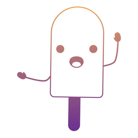 kawaii surprised ice cream bar over white background, colorful design. vector illustrationのイラスト素材