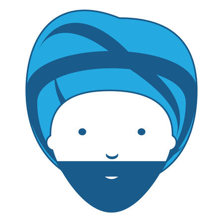 cartoon Indian man wearing a turban over white background, blue shading design. vector illustrationのイラスト素材