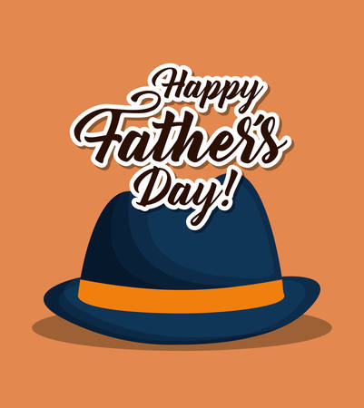Happy fathers day design with hat icon over orange background, colorful design. vector illustrationのイラスト素材