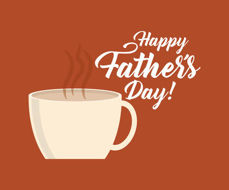 Happy fathers day design with hot coffee mug over brown background, colorful design. vector illustrationのイラスト素材
