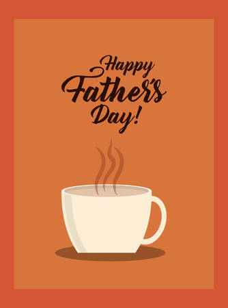 Happy fathers day design with hot coffee mug over orange background, colorful design. vector illustrationのイラスト素材