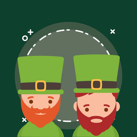 cartoon Irish leprechauns over green background, colorful design. vector illustrationのイラスト素材