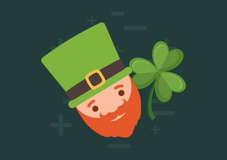 cartoon Irish leprechaun and clover over green background, colorful design. vector illustrationのイラスト素材