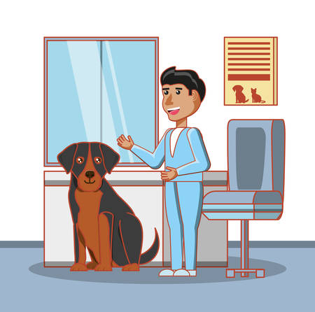 veterinary with dog in medical center vector illustration designのイラスト素材