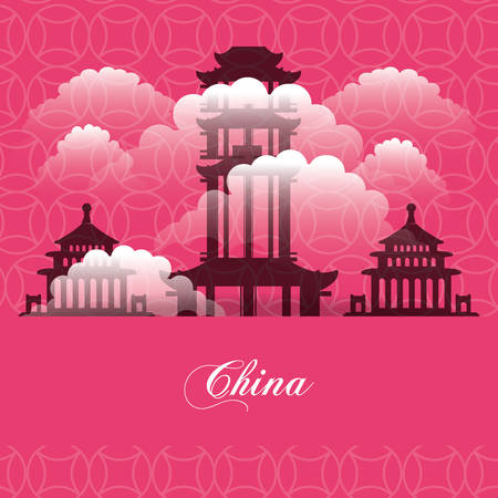 chinese culture architecture icons vector illustration designのイラスト素材