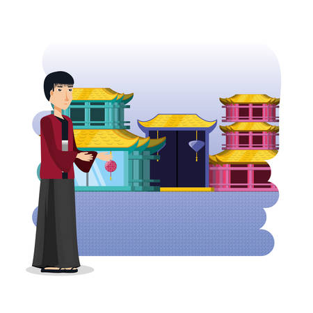 chinese culture architecture icons vector illustration designのイラスト素材