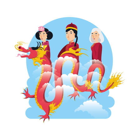 chinese culture people characters vector illustration designのイラスト素材