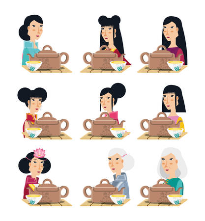chinese culture people characters vector illustration designのイラスト素材