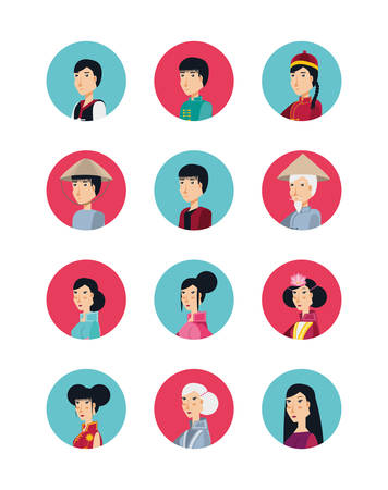 chinese culture people characters vector illustration designのイラスト素材