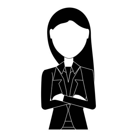 avatar businesswoman with crossed arms over white background, vector illustrationのイラスト素材
