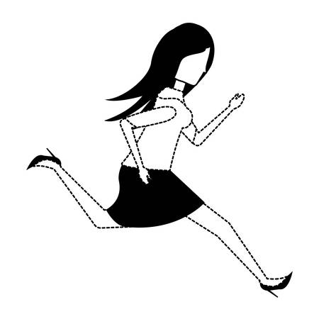 avatar businesswoman running over white background, vector illustrationのイラスト素材