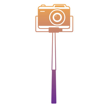 Selfie stick with photographic camera icon over white background, colorful design vector illustration.のイラスト素材