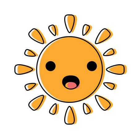 kawaii surprised sun icon over white background, colorful design. vector illustrationのイラスト素材