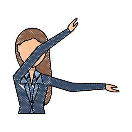 Avatar businesswoman with arms up over white background, colorful design vector illustration.のイラスト素材