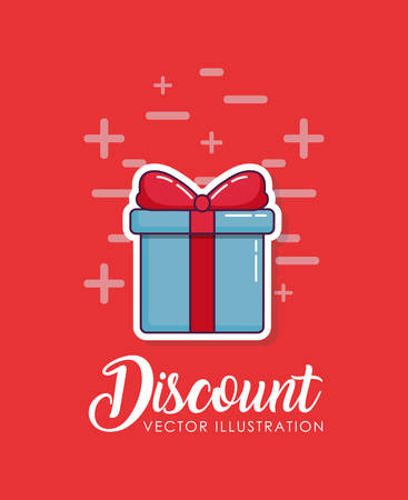 Discount design with gift box over red background, colorful design vector illustration.のイラスト素材