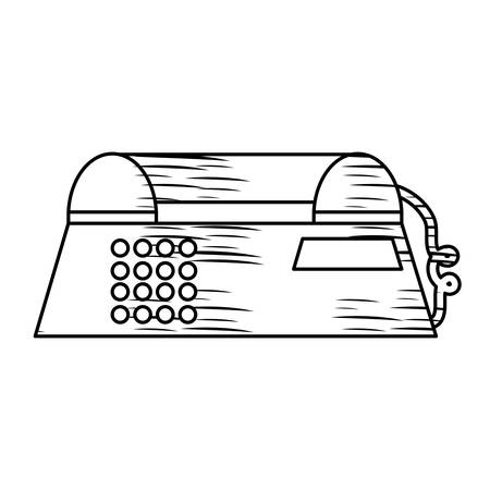 Sketch of office desk icon over white background, vector illustrationのイラスト素材