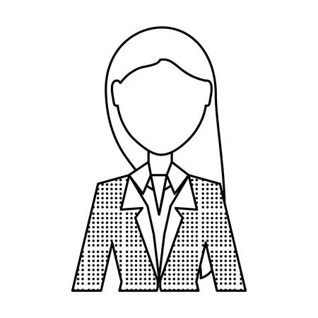 sketch of avatar businesswoman with long hair over white background, vector illustrationのイラスト素材