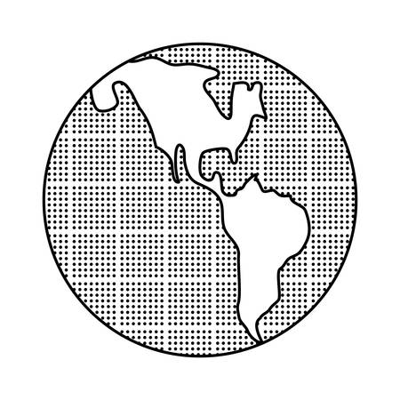 sketch of earth planet globe icon over white background, vector illustrationのイラスト素材