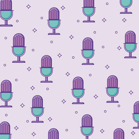 retro microphones background, colorful design. vector illustrationのイラスト素材