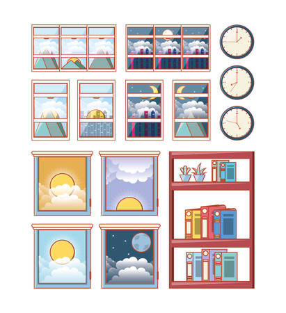 Work time elements icons vector illustration designのイラスト素材