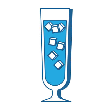 Cocktail drink with ice cubes icon over white background, blue shading design. vector illustration.のイラスト素材