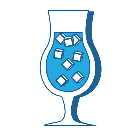 cocktail drink with ice cubes icon over white background, blue shading design. vector illustrationのイラスト素材