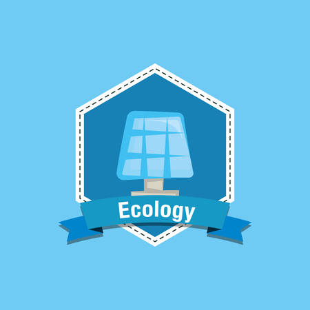 ecology design with solar panel icon over blue background, colorful design. vector illustrationのイラスト素材