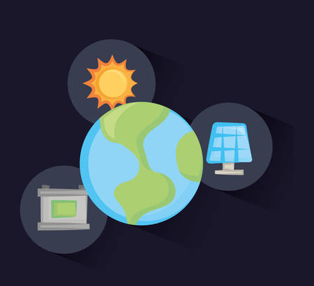 earth planet and ecology related icons around over blue background, colorful design. vector illustrationのイラスト素材