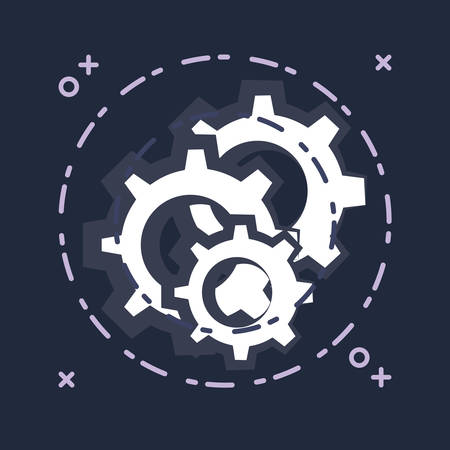 gear wheels over black background, vector illustrationのイラスト素材