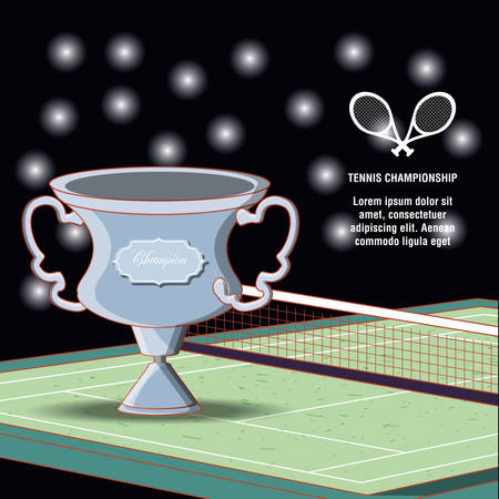 tennis sport champion trophy vector illustration designのイラスト素材