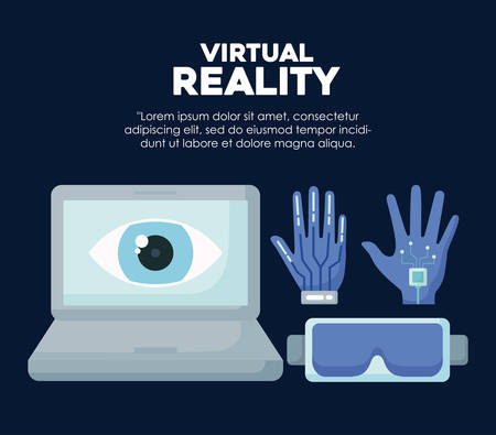 Infographic design of Virtual reality concept over blue background, colorful design. vector illustrationのイラスト素材