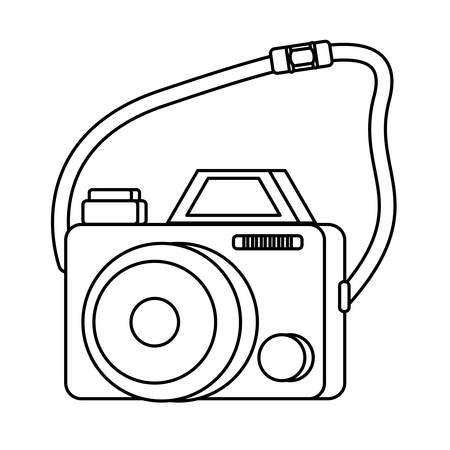 photographic camera with strap over white background, vector illustrationのイラスト素材
