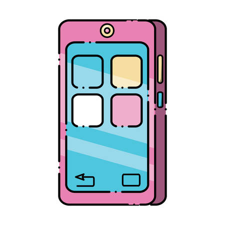 Smartphone device icon over white background, colorful design.のイラスト素材