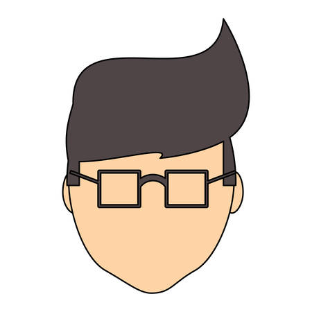 avatar boy wearing glasses over white background, colorful design. vector illustrationのイラスト素材