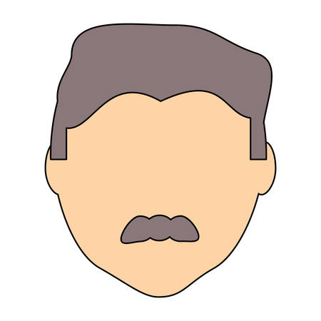 avatar man with mustache over white background, colorful design. vector illustrationのイラスト素材