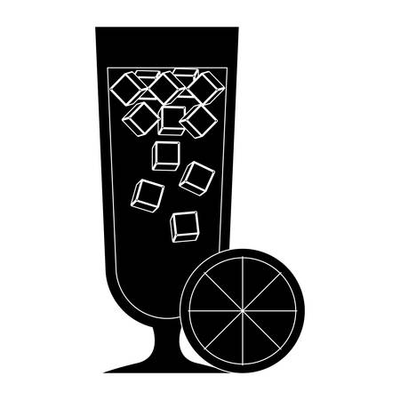 cocktail drink and lemon slice over white background, vector illustrationのイラスト素材