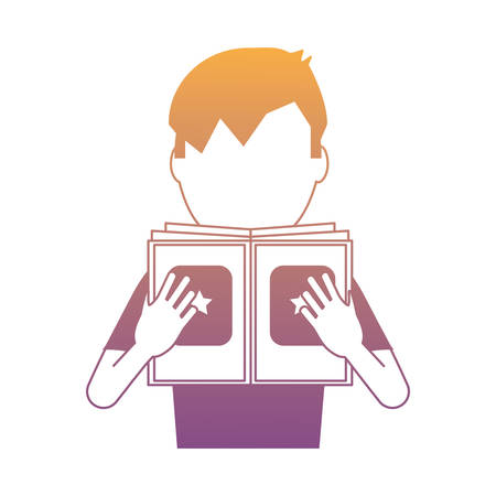 avatar man reading a book over white background. colorful design. vector illustrationのイラスト素材
