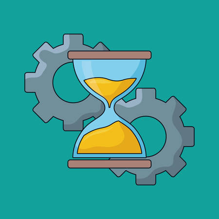 seo design with hourglass and gear wheels over blue background, vector illustrationのイラスト素材