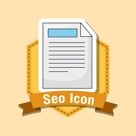 Seo design with document page over decorative frame and yellow background, colorful design. vector illustrationのイラスト素材