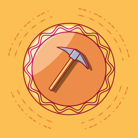pica tool icon over circular frame and  yellow background, colorful design. vector illustrationのイラスト素材