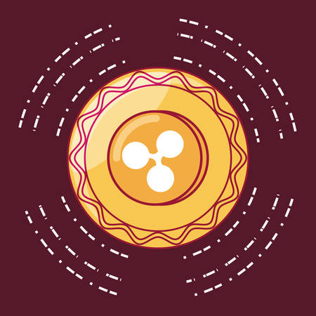 ripple coin over red background, colorful design. vector illustrationのイラスト素材