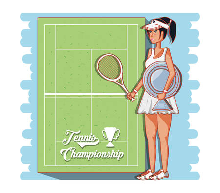 Female player tennis character vector illustration design.のイラスト素材